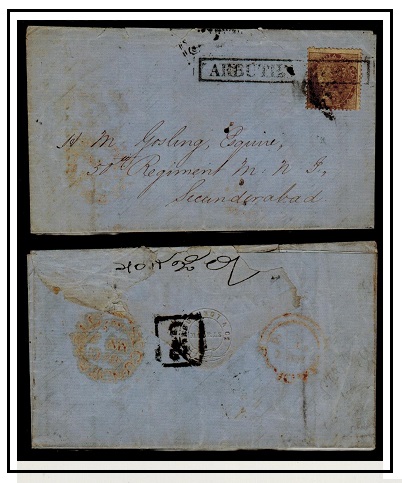 INDIA - 1856 1a rate military cover to Secuunderabad cancelled by ARBUTHE & Co. company h/s.