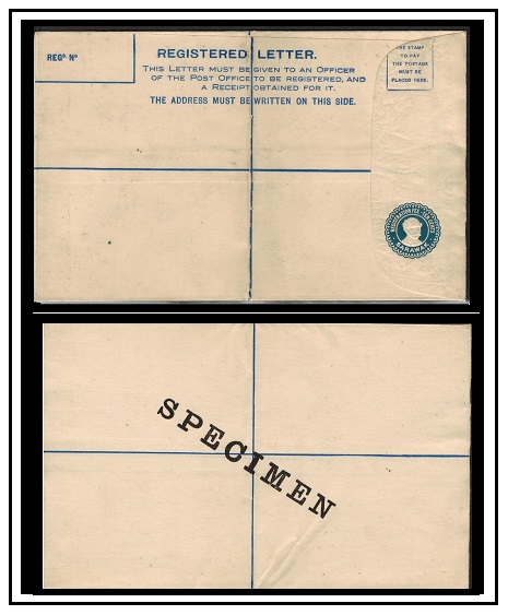 SARAWAK - 1913 10c blue RPSE (size H) unused (fold) handstamped SPECIMEN on reverse.  H&G 1a.