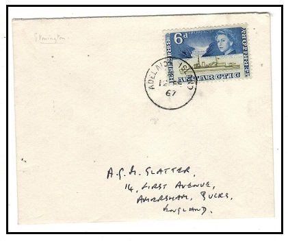 BR.ANTARCTIC TERRITORY - 1967 6d rate cover to UK used at ADELAIDE ISLAND.