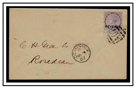 DOMINICA - 1882 1d lilac REVENUE (SG R1) on neat local cover cancelled 