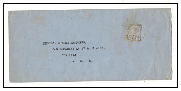 TURKS AND CAICOS ISLANDS - 1900 2 1/2d rate commercial cover to USA used at GRAND TURKS.