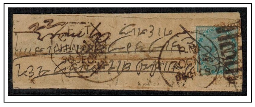 INDIA - 1880 (circa) miniature 1/2a blue local cover cancelled by 