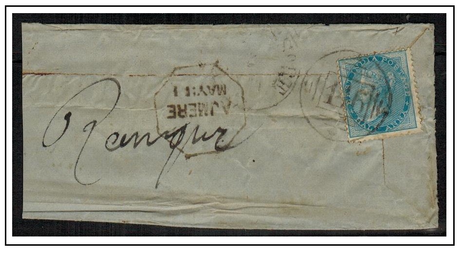 INDIA - 1870 (circa) 2 1/2d blue rate cover cancelled 