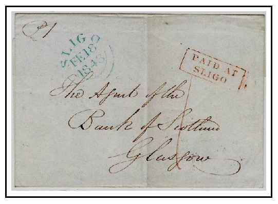 IRELAND - 1842 outer wrapper to Scotland cancelled 