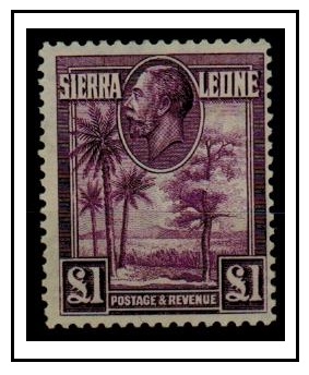 SIERRA LEONE - 1932 £1 purple fine mint.  SG 167.