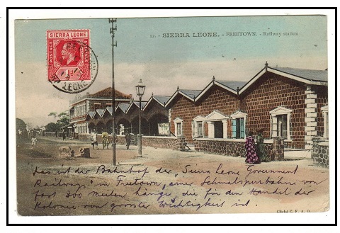 SIERRA LEONE - 1913 1d rate use of picture postcard to Switzerland used at FREETOWN.