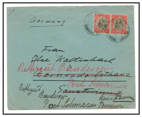 TANGANYIKA - 1933 30c rate cover to Germany (ex flap) used at LUPEMBE.
