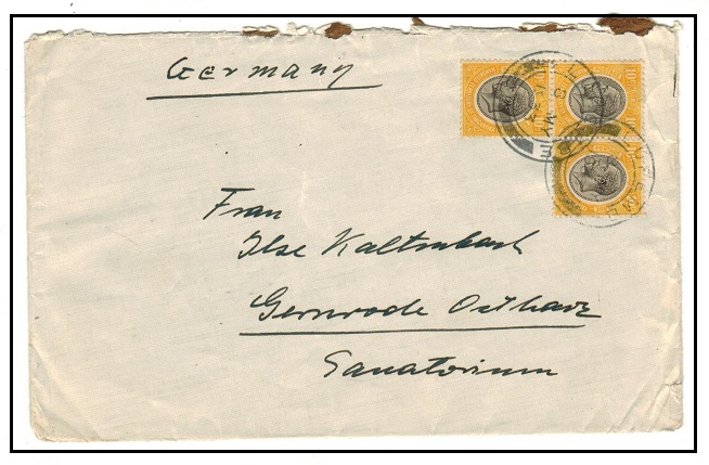 TANGANYIKA - 1933 30c rate cover to Germany used at LUPEMBE.