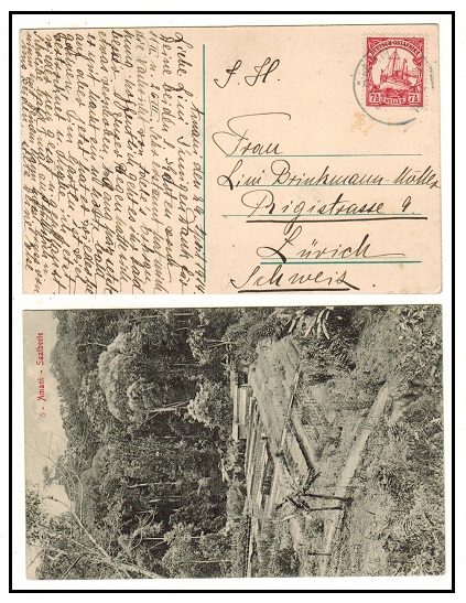 TANGANYIKA - 1914 7 1/2k rate postcard use to Austria used at AMANI.