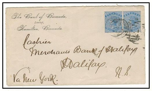 BERMUDA - 1891 5d rate commercial cover to Halifax used at 