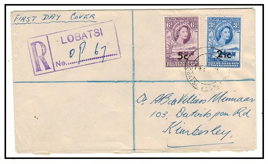 BECHUANALAND - 1961 7 1/2c rate registered cover to Kimberley used at LOBATSI.