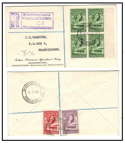 BECHUANALAND - 1960 9d rate registered cover used at SHOWGROUNDS/FRANCISTOWN.