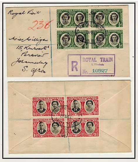 SOUTHERN RHODESIA - 1/2d+1d (blkx4) registered 