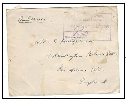 SOUTH AFRICA - 1940 (circa) AIR STATION/PORT ELIZABETH/PASSED BY CENSOR cover to UK.
