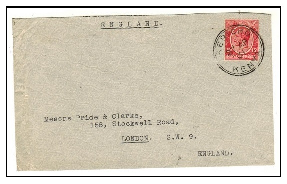 K.U.T. - 1931 15c rate cover to UK used at KERICHO.