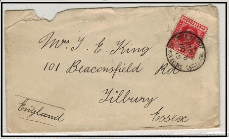 SIERRA LEONE - 1915 1d rate cover to UK used at BOIA YONNIE TRAVELLING POST OFFICE.