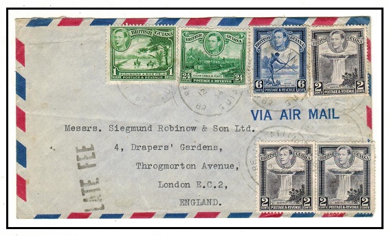 BRITISH GUIANA - 1954 37c rate cover to UK struck 
