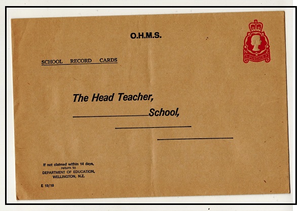 NEW ZEALAND - 1960 2 1/2d orange red O.H.M.S. Education pre-printed stationery envelope.