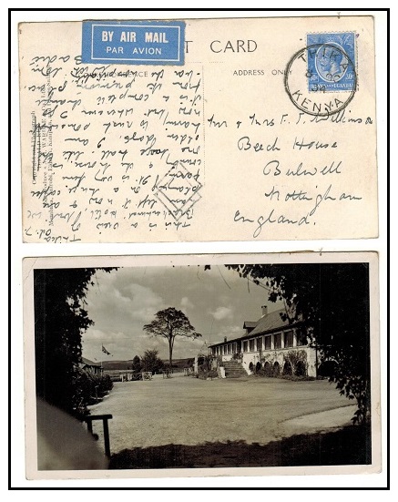 K.U.T. - 1934 30c rate postcard to UK used at THIKA/KENYA.