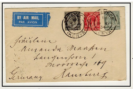 K.U.T. - 1934 75c rate cover to Germany used at KAKAMEGA.