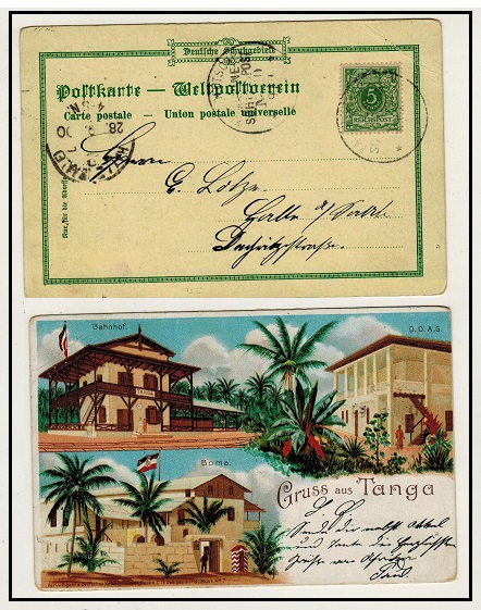 TANGANYIKA - 1900 5pfg rate use of postcard by German KAIS-DEUTSCHE/MARINE/SCHIFFSPOST.