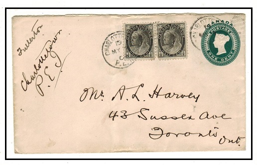 CANADA - 1899 1c green uprated PSE to Toronto used at CHARLOTTEVILLE/P.E.I.  H&G 18.