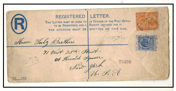 ST.KITTS - 1903 2d ultramarine RPSE uprated to USA. H&G 1c.