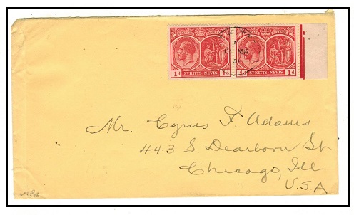 ST.KITTS - 1931 2d rate cover to USA.
