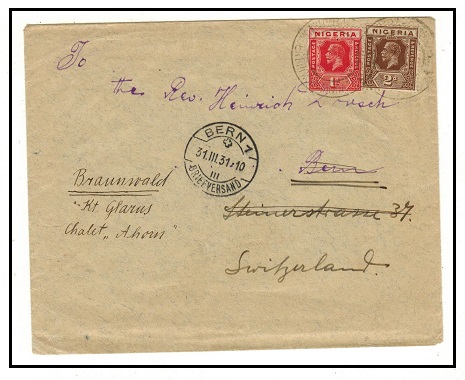 CAMEROONS - 1924 3d rate cover to Switzerland used at BUEA/NIGERIA.