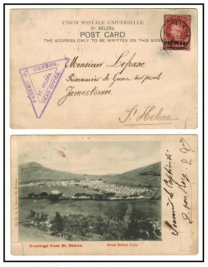 ST.HELENA - 1900 1d rate (stamp replaced) 