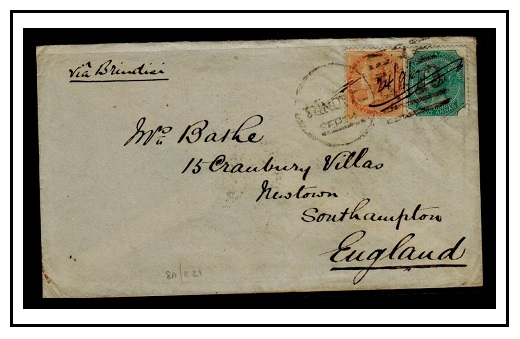 INDIA - 1877 6a rate cover to UK used at 