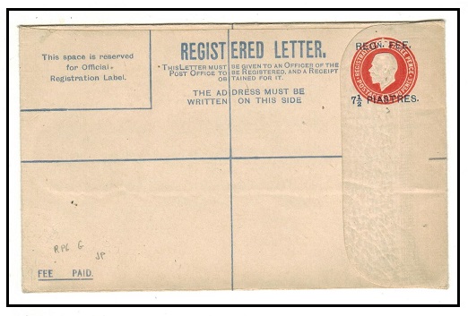 BRITISH LEVANT - 1921 7 1/2p on 5d orange RPSE (size G) unused with 