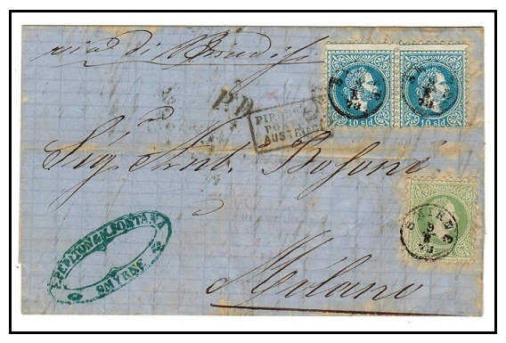 BRITISH LEVANT - 1873 23 sld rate entire to Italy used at SMIRNE.