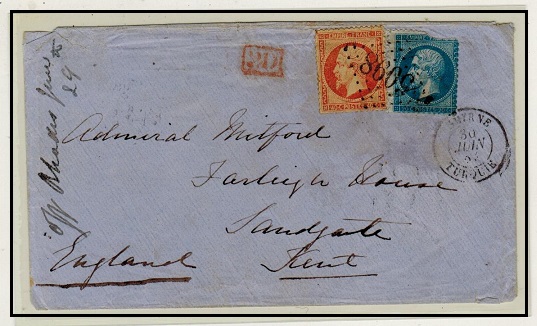 BRITISH LEVANT - 1864 60c rate cover to UK used at 