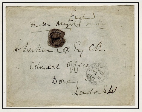 TRINIDAD AND TOBAGO - 1911 OHMS stampless cover to UK.