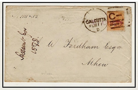 INDIA - 1878 2a rate local cover used at CALCUTTA.