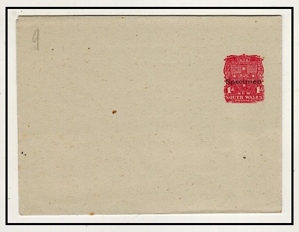 NEW SOUTH WALES - 1897 1 rose postal stationery wrapper unused hand stamped SPECIMEN.  H&G 9.