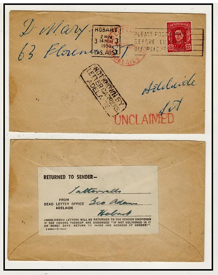 AUSTRALIA - 1950 2 1/2d rate cover with 