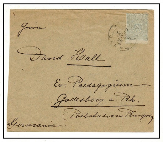 PALESTINE - 1895 1p blue Turkish adhesive on cover to Germany used at JAFFA.