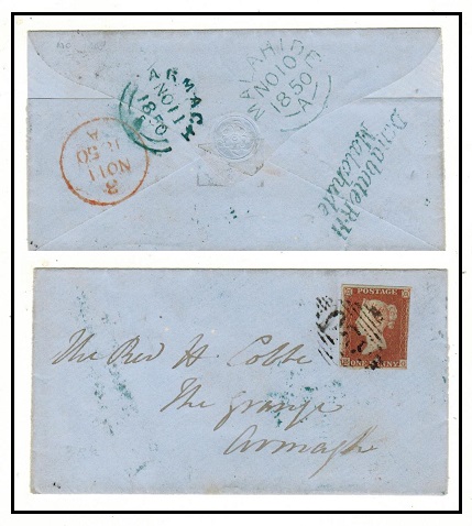 IRELAND - 1850 cover to Armagh with DANABATE R.H./MALCHIDE backstamp.