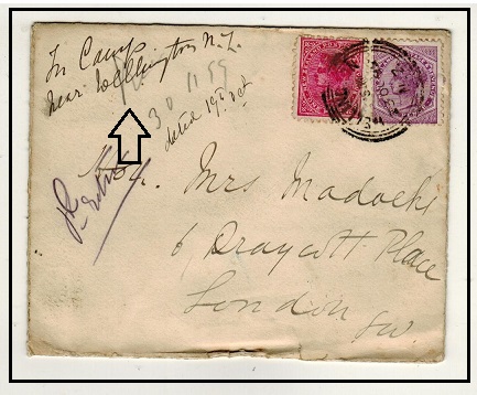NEW ZEALAND - 1899 3d rate cover to UK used at WELLINGTON.