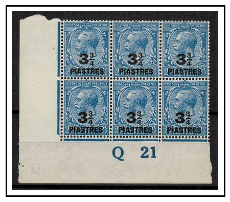 BRITISH LEVANT - 1921 3 3/4pi on 2 1/2d blue mint 