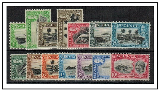 ST.LUCIA - 1936 pictorial set with 1/2d and 1d perf changes fine mint.  SG 113-24.