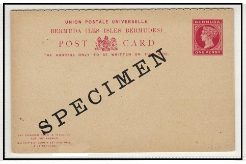 BERMUDA - 1893 1d+1d carmine PSRC unused SPECIMEN.  H&G 10.