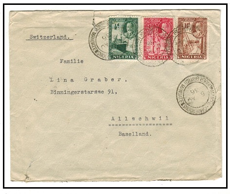 CAMEROONS - 1936 3d rate cover to Switzerland used at MAMFE.