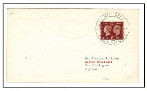 BERMUDA - 1940 GB 1 1/2d adhesive on cover to UK cancelled FLEET MAIL OFFICE/BERMUDA.