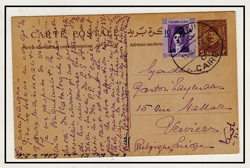 EGYPT - 1932 3m brown uprated PSC to Belgium used at CAIRO.  H&G 35.
