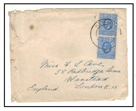 K.U.T. - 1920 15c rate cover to UK used at KERICHO.