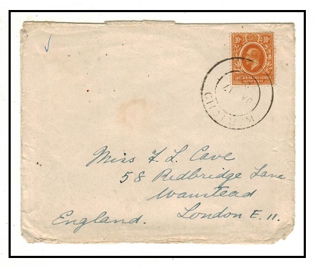 K.U.T. - 1920 10c rate cover to UK used at KERICHO.