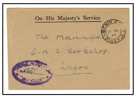 NIGERIA - 1948 use of OHMS cover to Lagos cancelled BENIN CITY/NIGERIA.

